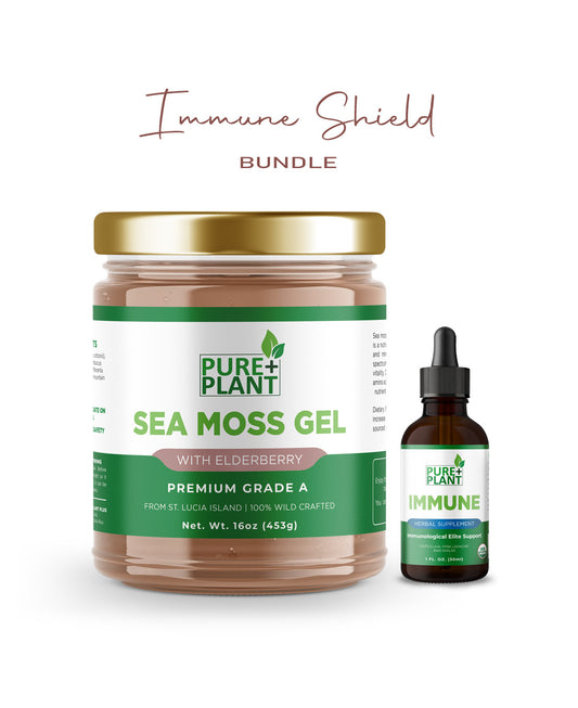 Immune Shield bundle-Sea Moss with Elderberry & Immune drops -Pure Plant Plus
