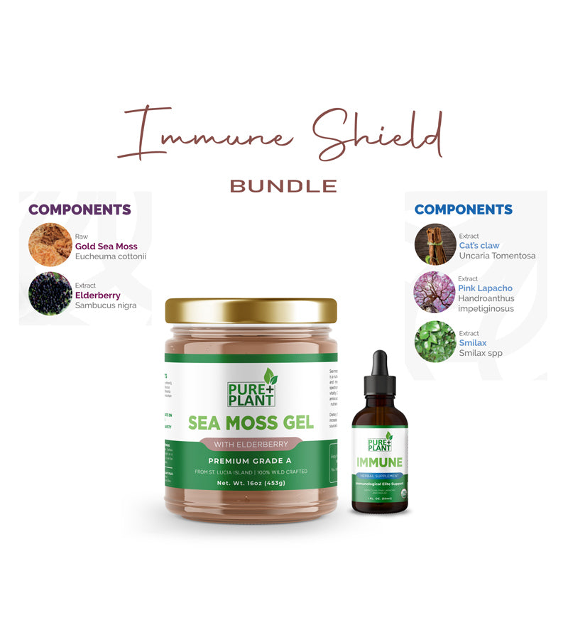 Immune Shield bundle-Sea Moss with Elderberry & Immune drops -Pure Plant Plus
