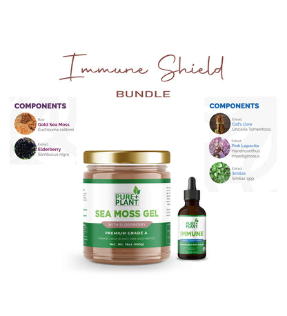 Immune Shield bundle-Sea Moss with Elderberry & Immune drops -Pure Plant Plus
